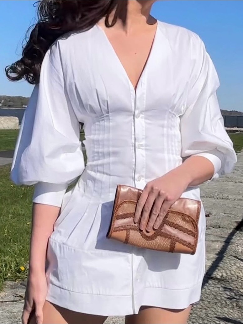 Oscar De La Renta White Button-Up Dress
